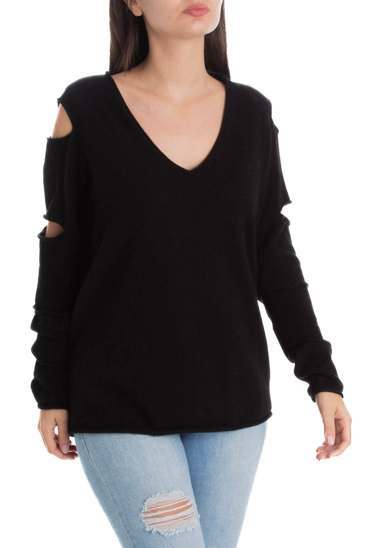 Suéter Aqua Cashmere negro, vista posterior – ClosetRehab