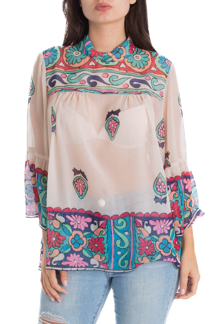 Blusa Anna Sui café, vista frontal – ClosetRehab
