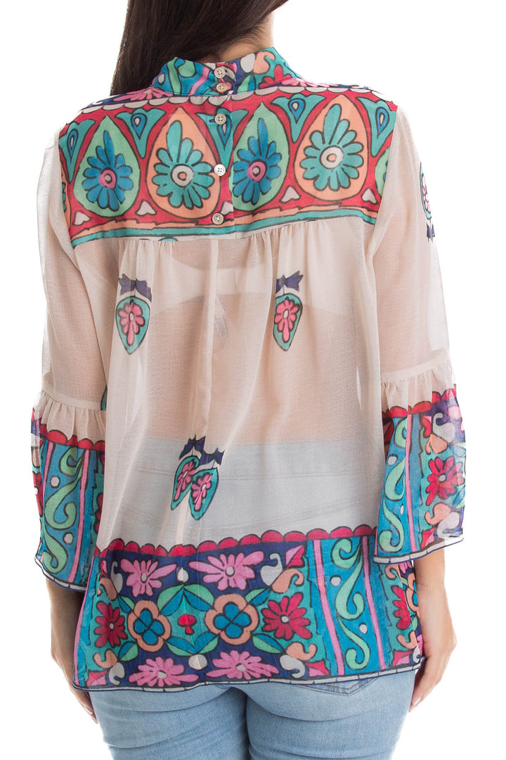 Blusa Anna Sui café, vista lateral – ClosetRehab