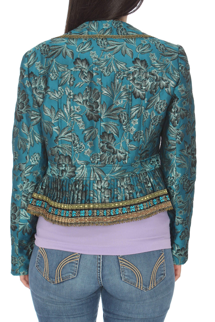 Saco Nanette Lepore azul y estampado, vista posterior – ClosetRehab