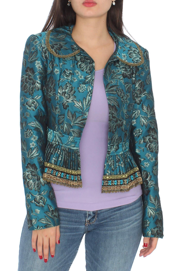 Saco Nanette Lepore azul y estampado, vista frontal – ClosetRehab